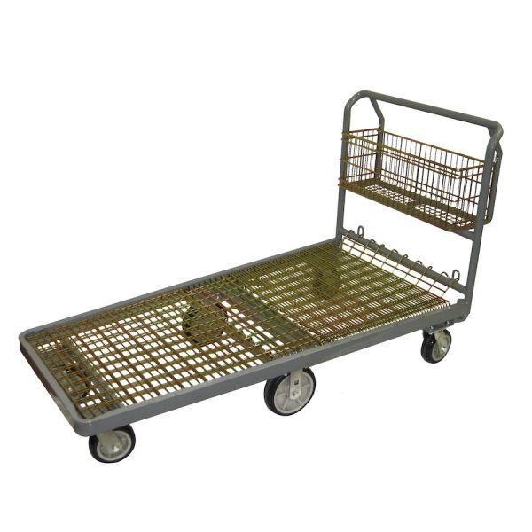 Steel Nesting Flatbed Cart w/Basket